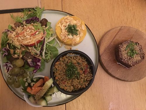 Vegan plater and olive tapenade at Contrebande Bar in Brussels