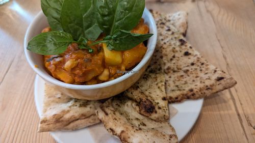 Chickpea curry with naan at The Wildcat in Fort William