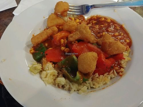 Red curry with vegan wings. at Ek's Grill in Kelowna