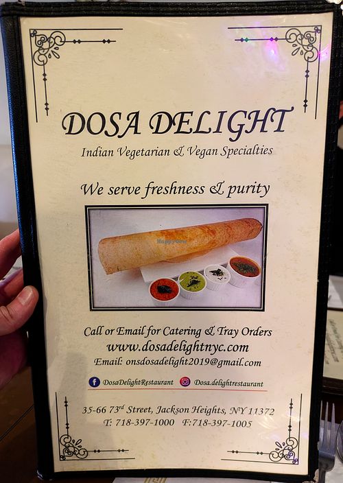 Menu page at Dosa Delight at Dosa Delight in Jackson Heights