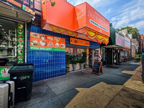 Outside of Dosa Delight at Dosa Delight in Jackson Heights