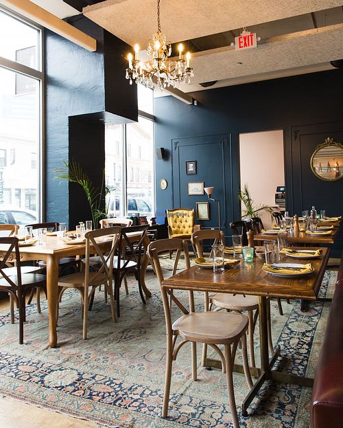 Restaurant lake street side at Fig + Farro in Minneapolis