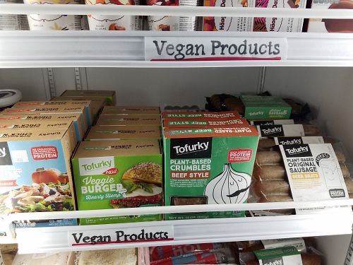 Vegan meats at Organic Supermarket Pura Vida in Quepos