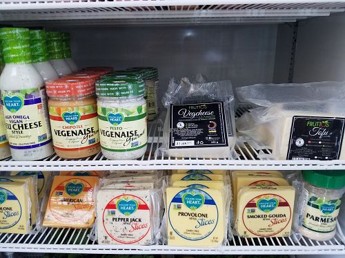 Vegan cheeses at Organic Supermarket Pura Vida in Quepos
