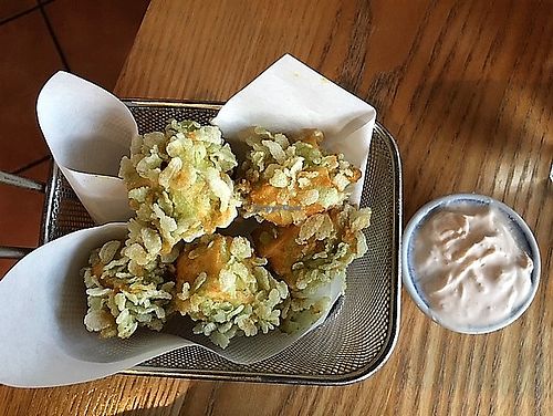 Bang Bang Tofu - tofu coated in green rice flakes served with coconut dipping sauce at Cafe Viet in Auckland