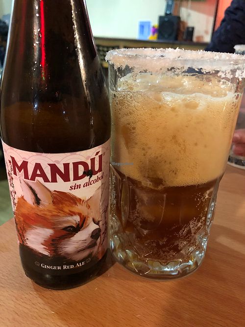 Cerveza sin alcohol, súper recomendable!!! at Don Andres Taqueria Vegana in Mexico City