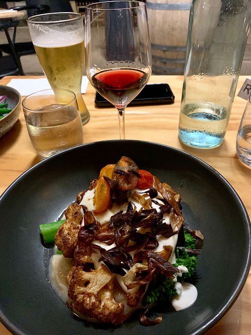 Vegan cauliflower steak at The Box on the Water in Ettalong Beach