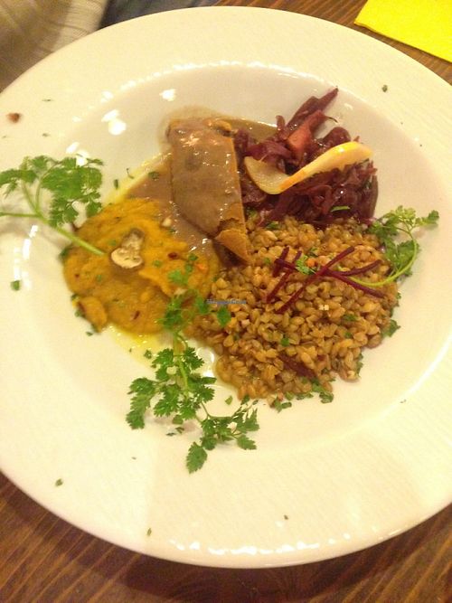 "Decouverte de la Semaine" - Seitan Wellington with butternut mash and lentils at Toutes Les Couleurs in Lyon