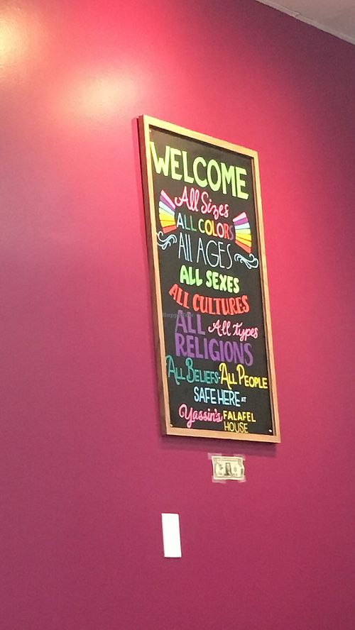 Everyone is welcome!  at Yassin's Falafel House - N Peters Rd in Knoxville