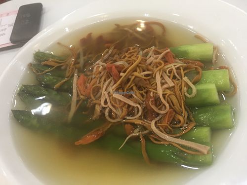 Asparagus w/ Cordyceps & Goji Berries at Three Virtues 三德食品 - Jordan in Kowloon