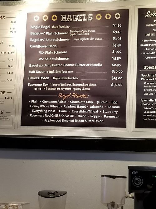 Menu at Boss Bagel in San Antonio