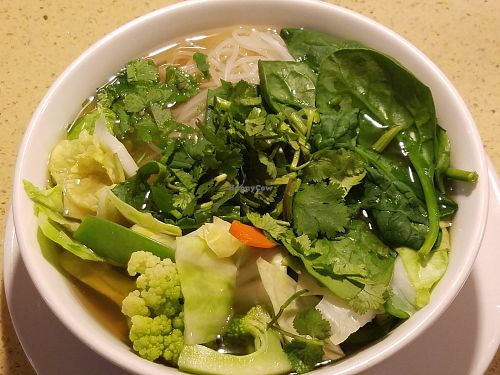 Extra veggie pho at The Sun Vegan in Fountain Valley