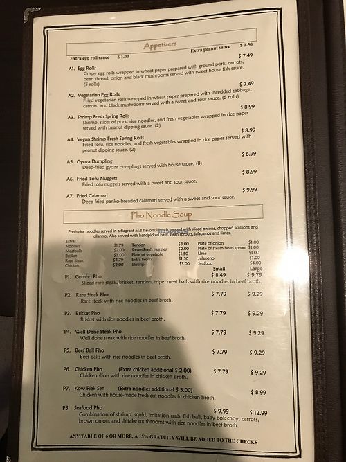 Menu at Spicy Noodle in Murrieta