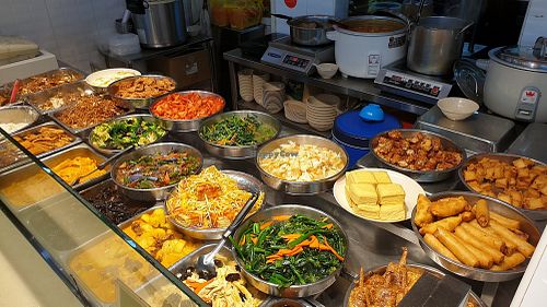 Scrumptious food spread at Just Green - Tampines Giant Food Stall in East Singapore