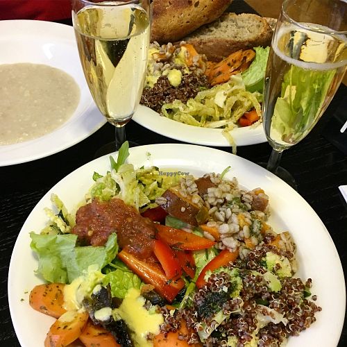 Starter salads and porridge from buffet. With little sparkly.  at Havikkiruokaravintola Loop in Helsinki