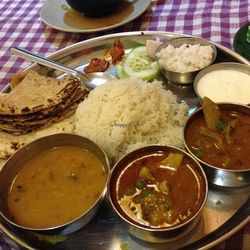 Thali set at New Marwadi Restaurant in Pokhara