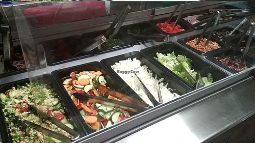 Self service salad bar at Garbanzo Falafel in Thessaloniki