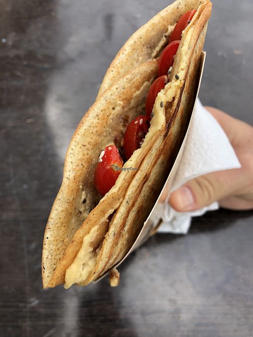Hummus and tomato crepe  at Cocaeta in Venice