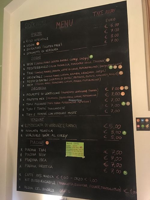 Daily menu blackboard  at Chefnatura in Turin