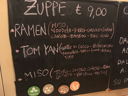 Soup choice at Chefnatura in Turin