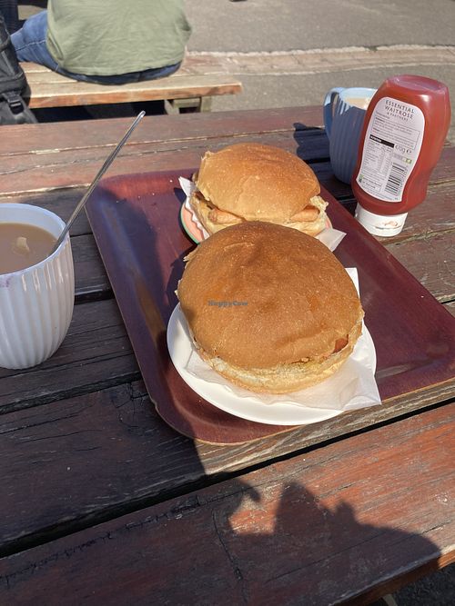 2 vegan sausage and bacon baps  at The Hungry Man in Jersey