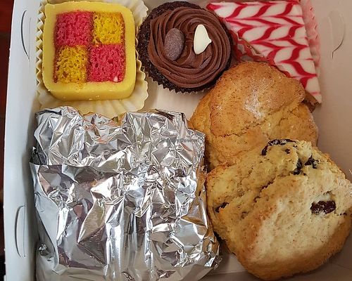 Afternoon tea boxed at  Compassion Cakes in Whitstable
