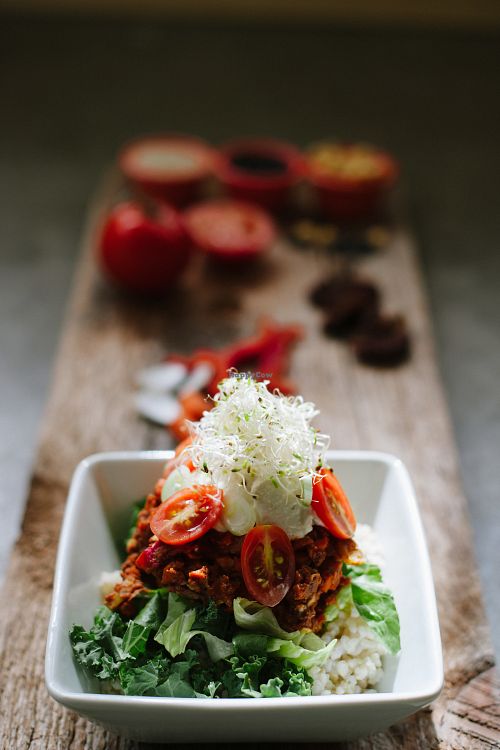 Raw vegan chili at The Green Moustache in Revelstoke