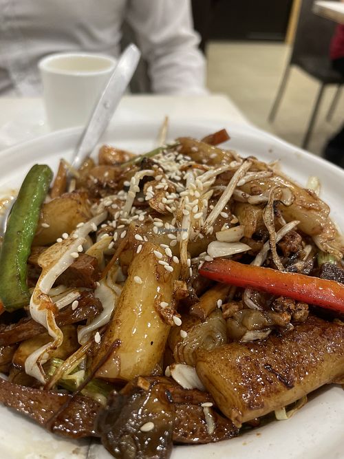 Rice rolls in XO sauce   at Sino Vegetarian Restaurant 大中華素食 in Kowloon