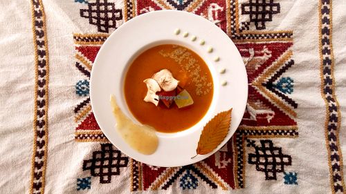 Not just s pumpkin soup but a piece of art. at Gumbo in Leipzig