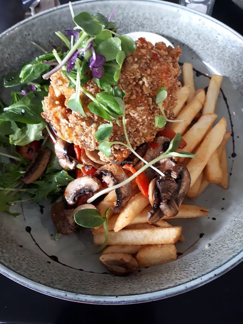 Cauliflower burger (minus the bun, as it was too much food) at Cafe Green Door in New Plymouth