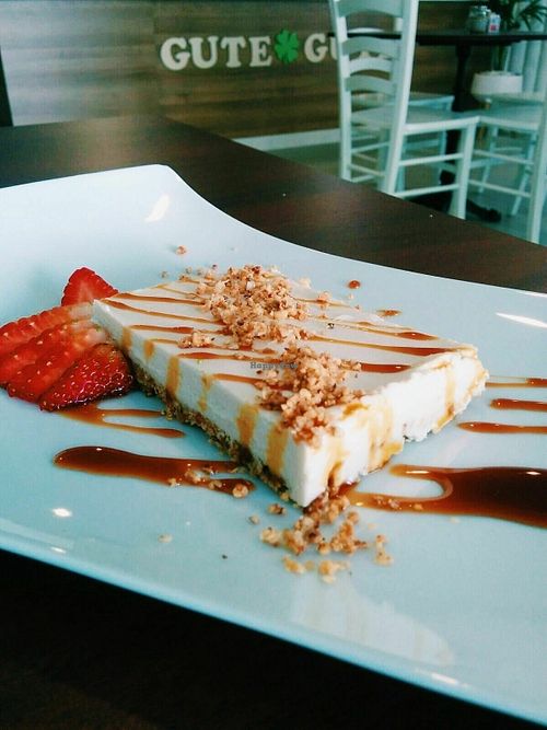 Vegan cheesecake: gluten free sugar free at Gute Gute in Raanana