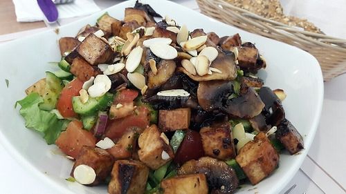 Mixed salad with seared tofu. at Gute Gute in Raanana