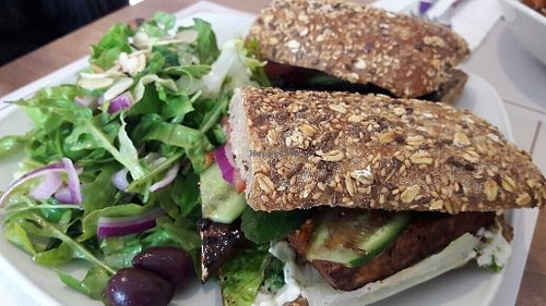 Spicy tofu sandwich. at Gute Gute in Raanana