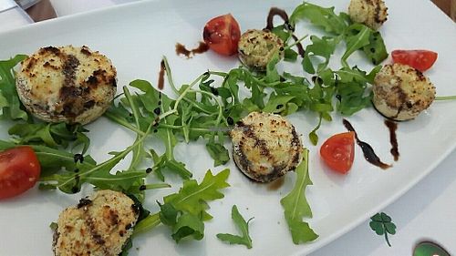 Stuffed mushrooms. at Gute Gute in Raanana