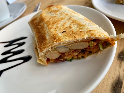 vegan (garlic free — yeah) burrrrrito at Klara's Market in Windhoek