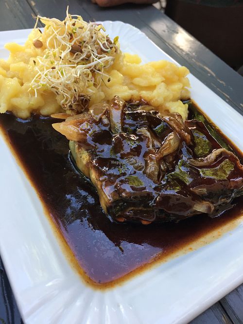 Maultaschen with potato salad  at Zom Schleggiga Egg in Stuttgart