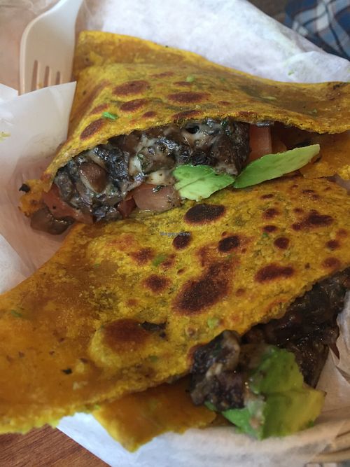 Mushroom and cheese in a delicious wrap at Sol Sips in Brooklyn