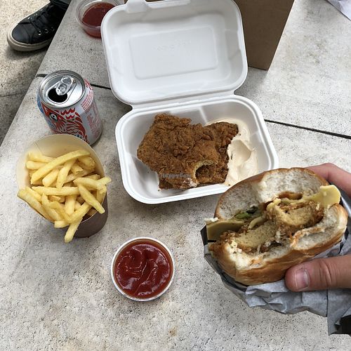 Two Piece and Original Burger at Temple of Seitan - Camden in North West London
