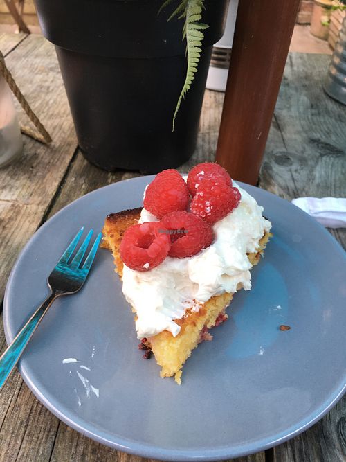 Vegan lemon cake with creamy tofu frosting  at Coffee Architects in Leamington Spa