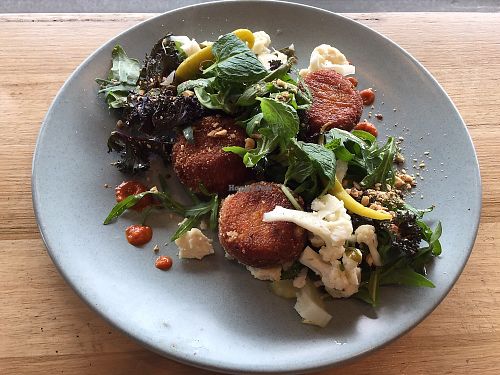 Vegan sweet potato croquettes with almond feta at Small Graces in Footscray