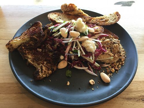 Cauliflowery - roast cauliflower with sourdough toast, apple, radicchio and dill salad and almond feta at Small Graces in Footscray