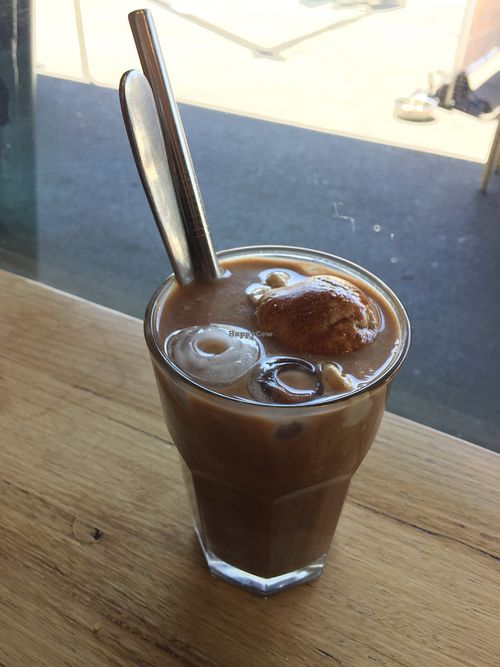 Vegan iced mocha with home made icecream  at Small Graces in Footscray