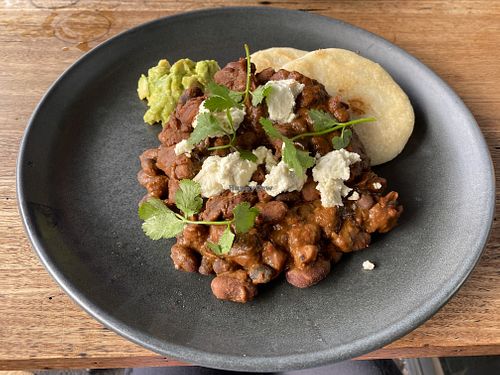 Arepas con frijoles with almond feta (vegan) at Small Graces in Footscray