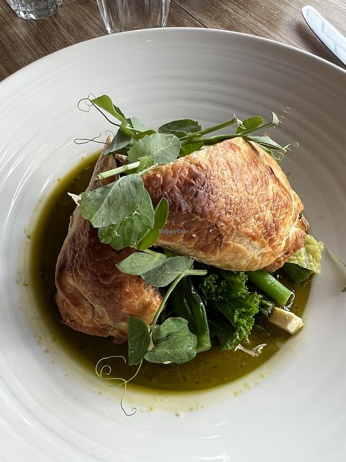 Beetroot and lentil wellington on pesto  at No3 Restaurant in Ross-on-wye