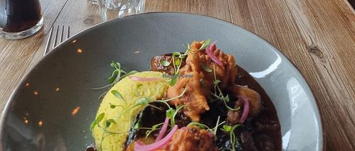 Cauliflower fritter katsu curry. (Not quite katsu curry. More like an Indian curry. But still nice)  at No3 Restaurant in Ross-on-wye