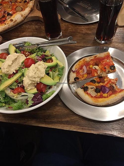 salad and pizza at Basement Browns in Coventry