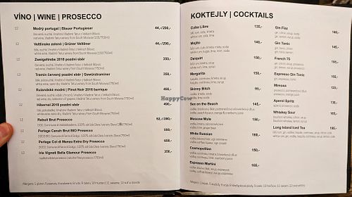 Menu page at Strecha at Střecha in Prague