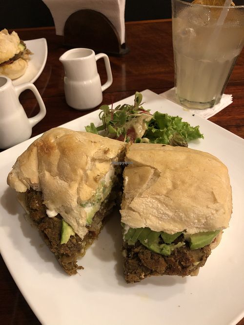 Royal Vegano Ciabiatta lentil burger at Passion for Fruit in Miraflores