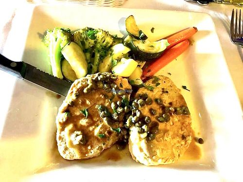 Vegan Chicken Piccata off the vegan menu (2018) at Trattoria Ponte Vecchio in Del Mar