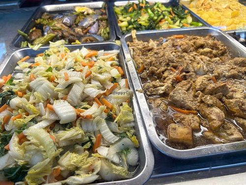 Buffet spread. cabbage and tofu
Photo by Mr Henry Lau. at Tian Ning Vegetarian 天寜素食 in Northeast Singapore